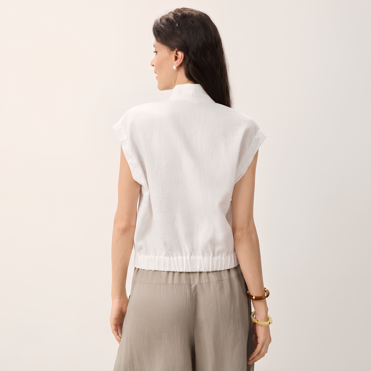 Surplice Linen Cropped Shirt