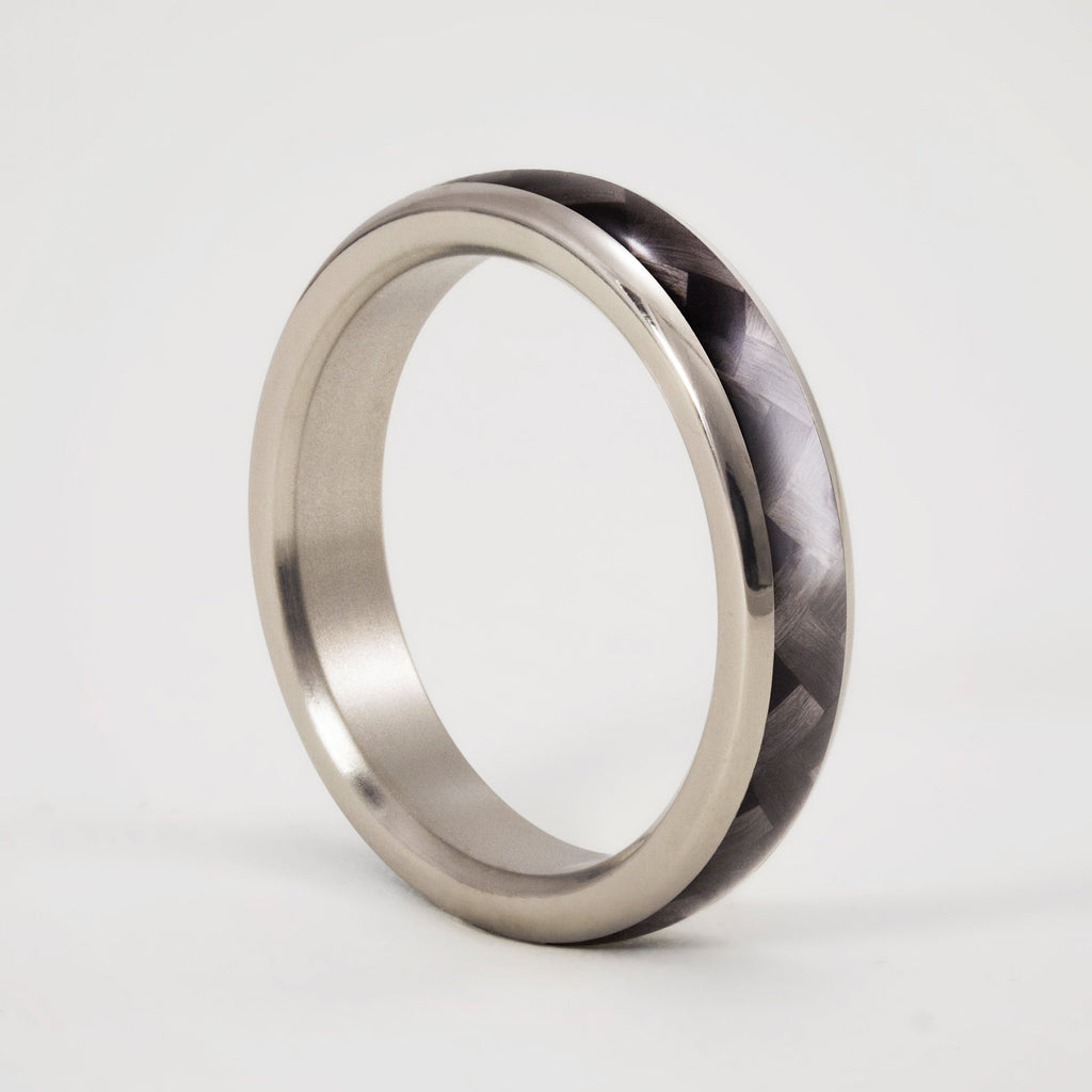 Anillo fibra de carbono twill y titanio