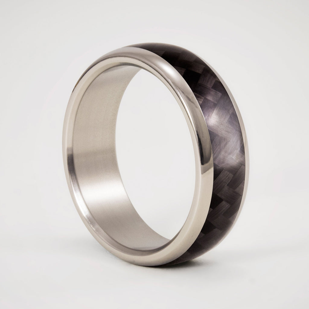 Anillo fibra de carbono twill y titanio