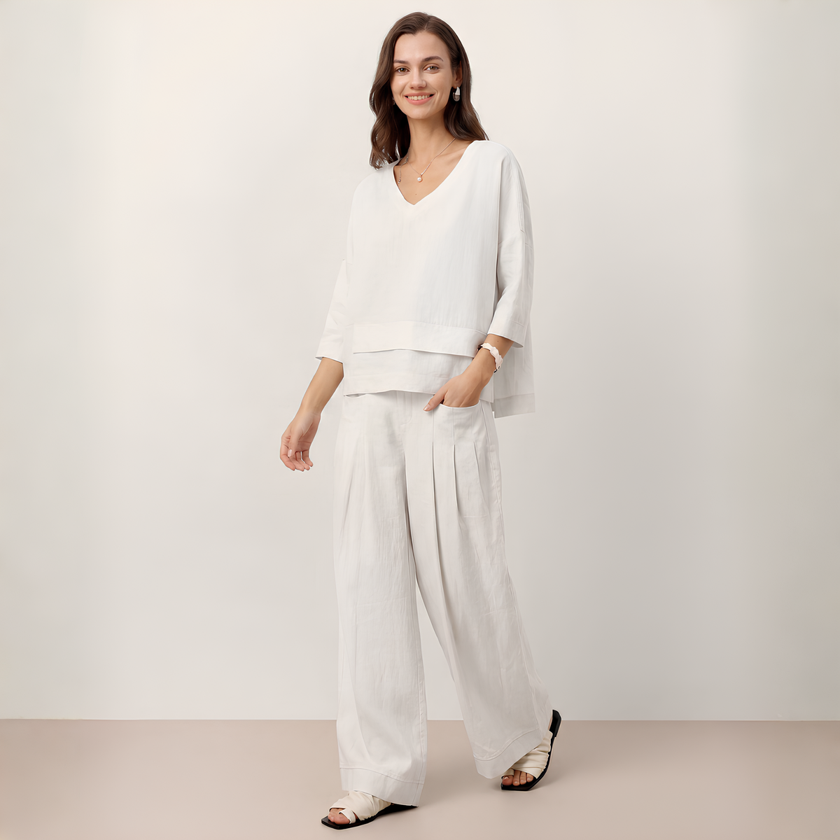 Vera Pleated Linen Trousers